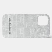 ワニのパールグレーレザフェイクー個人用名 Case-Mate iPhoneケース (裏面 (横))