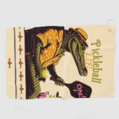 ワニのピンクのドリンク漬けボール手タオル付き/クリップ ゴルフタオル (横)