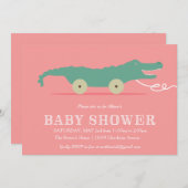 ワニのベビーシャワー招待状 招待状 (正面/裏面)