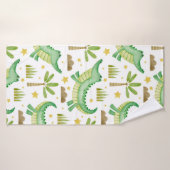 ワニのヤシの木の水色のシームレスなパターン バスタオル (バスタオル)