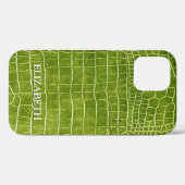 ワニのライムグリーンフェイクレザーパーソナライズ名 Case-Mate iPhoneケース (裏面 (横))