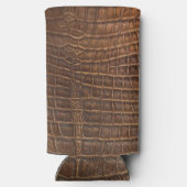 ワニのワニのワニの茶色の革のようなエキゾチックな肌 スリム缶クーラー (裏面)