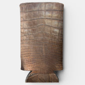 ワニのワニのワニの茶色の革のようなエキゾチックな肌 スリム缶クーラー (正面)