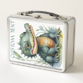 ワニのワニの赤ん坊の動物の水のカラースクール メタルランチボックス (正面)