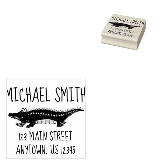 ワニのワニパーソナライズされたアドレス ラバースタンプ (押印)