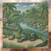 ワニの刺繍グッズ 湿地の守護者 ウィンドウサイン (シート2)