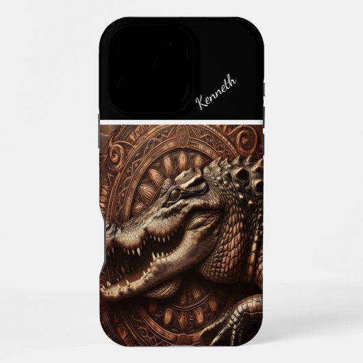ワニの古代の抱擁 iPhoneケース (裏面)