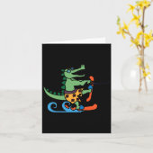 ワニの恋人スキーのアリゲーターレプタイルウォータースキー カード (黄色い花)