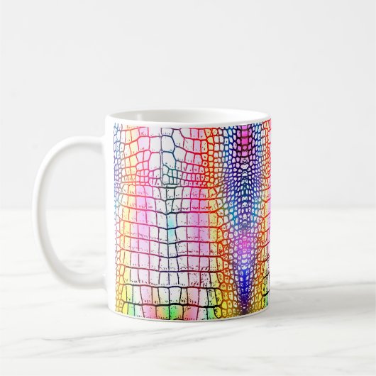 ワニの抽象芸術パターン、カラフルパターン コーヒーマグカップ (左)