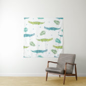 ワニの水色：ヴィンテージアリゲーターパターン タペストリー (インサイチュ)