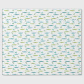 ワニの水色:ヴィンテージアリゲーターパターン ラッピングペーパー (フラット)