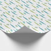 ワニの水色:ヴィンテージアリゲーターパターン ラッピングペーパー (角)