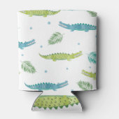 ワニの水色:ヴィンテージアリゲーターパターン 缶クーラー (裏面)