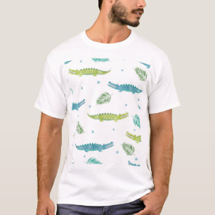 ワニの水色:ヴィンテージアリゲーターパターン Tシャツ