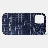 ワニの海軍フェイク革パーソナライズされた名 Case-Mate iPhoneケース (裏面 (横))