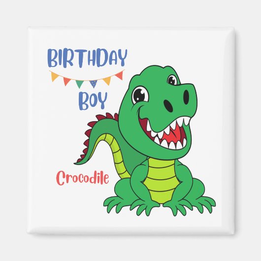 ワニの男の子の誕生日トドラー誕生日 マグネット (正面)