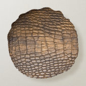 – ワニの皮だ。茶色の革の背景と ラウンドクッション (裏面)