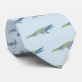 ワニの絵を描沿岸ビーチパタンのネック ネクタイ (ロール)