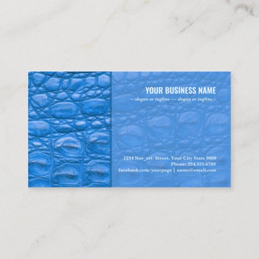 ワニの肌の質感、青 名刺 (裏面)