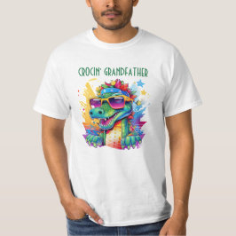 ワニの誕生日おじいちゃんおじマッチングデザイン Tシャツ