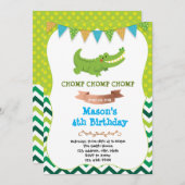 ワニの誕生日の招待状 招待状 (正面/裏面)