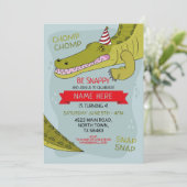ワニの誕生日パーティークロック·アリゲーター·スワンプ 招待状 (スタンド正面)
