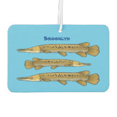 ワニの魚の漫画イラストレーション カーエアーフレッシュナー (裏面)