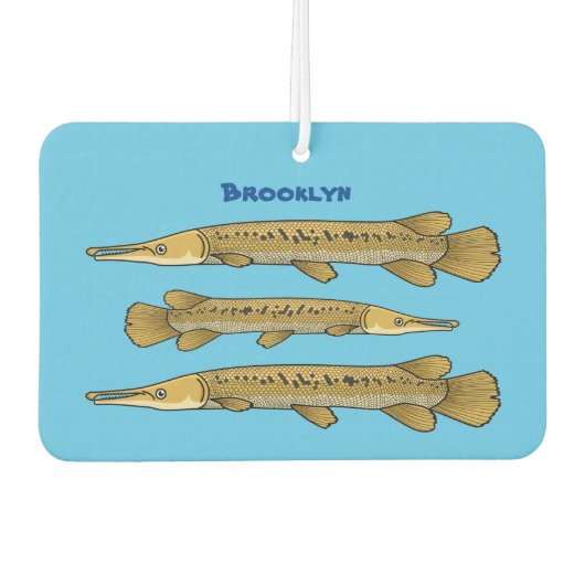 ワニの魚の漫画イラストレーション カーエアーフレッシュナー (正面)