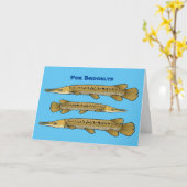 ワニの魚の漫画イラストレーション カード (黄色い花)