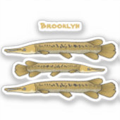 ワニの魚の漫画イラストレーション シール (正面)