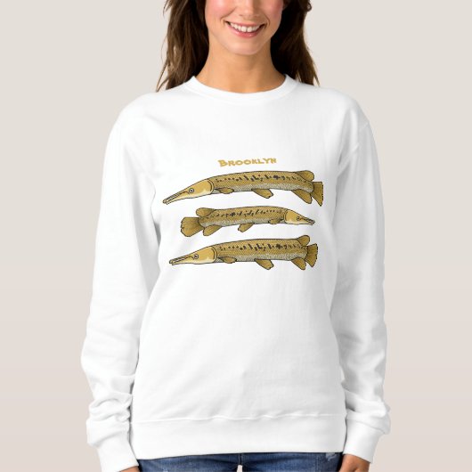 ワニの魚の漫画イラストレーション スウェットシャツ (正面)