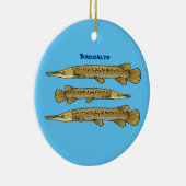 ワニの魚の漫画イラストレーション セラミックオーナメント (右)