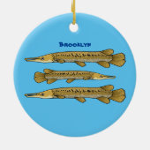 ワニの魚の漫画イラストレーション セラミックオーナメント (裏面)