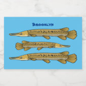 ワニの魚の漫画イラストレーション フードラベル (シングルラベル)