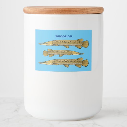 ワニの魚の漫画イラストレーション フードラベル (正面)