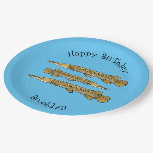 ワニの魚の漫画イラストレーション ペーパープレート (アングル)