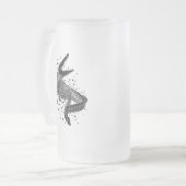 ワニの黒いシルエット フロストグラスビールジョッキ (正面左)