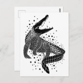 ワニの黒いシルエット ポストカード (正面/裏面)