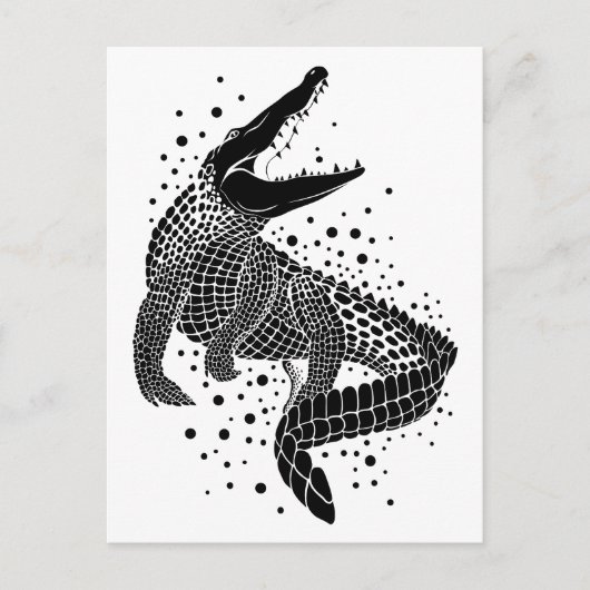 ワニの黒いシルエット ポストカード (正面)