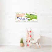 ワニまたはワニ誕生日パーティバナー 横断幕 (インサイチュ)