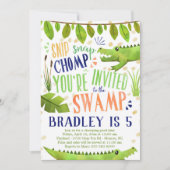 ワニまたはワニ誕生日パーティーの招待状 (正面)