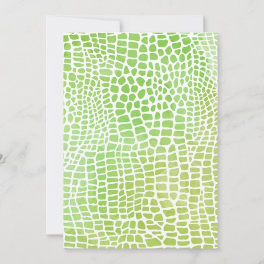 ワニまたはワニ誕生日パーティーの招待状 (裏面)