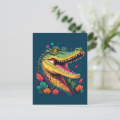 ワニカラフルルポートレート ポストカード (スタンド正面)