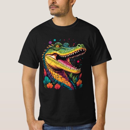 ワニカラフルルポートレート Tシャツ (正面)