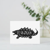 ワニガメ 亀 切り絵ワニのカミツキガメ ポストカード (スタンド正面)