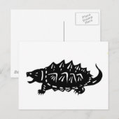 ワニガメ 亀 切り絵ワニのカミツキガメ ポストカード (正面/裏面)