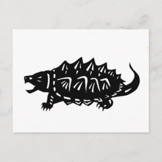ワニガメ 亀 切り絵ワニのカミツキガメ ポストカード