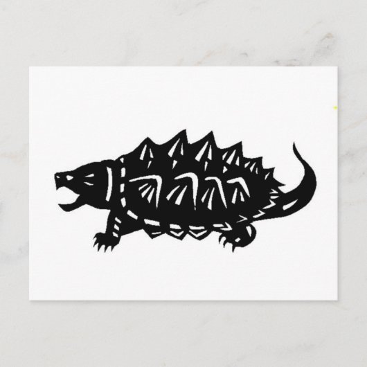 ワニガメ 亀 切り絵ワニのカミツキガメ ポストカード (正面)