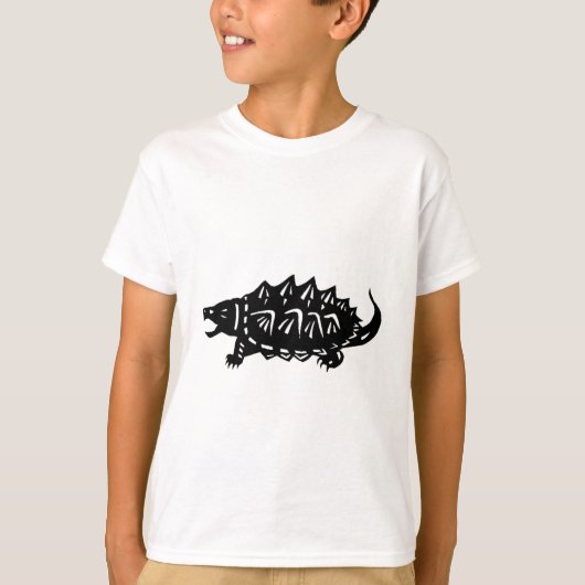 ワニガメ 亀 切り絵 alligator snapping turtle, macroclemys tシャツ (正面)