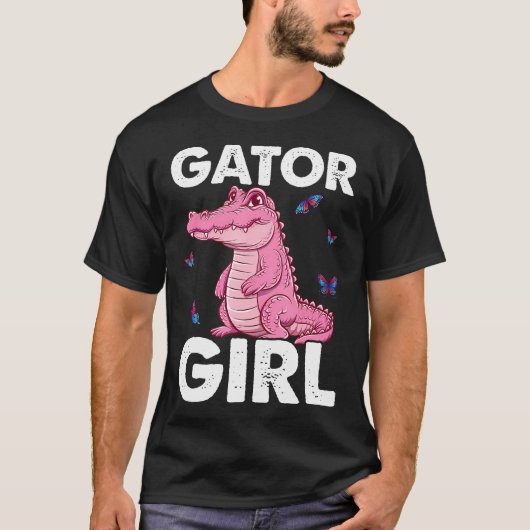 ワニガール - アリゲーター クロコダイル 動物園 Tシャツ (正面)